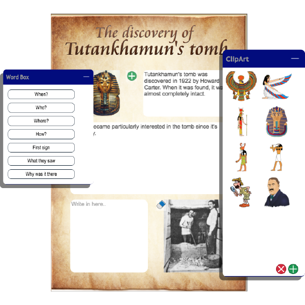 An image showing an Egyptian writing template from Purple Mash by 2Simple Ltd