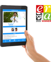 A tablet showing an KS2 observation being captured on Evidence Me, with the ERA 2020 Awards logo by 2Simple Ltd