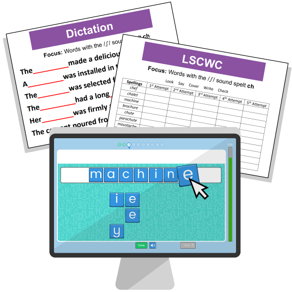 An image showing the spelling, punctuation and grammar resources from Purple Mash by 2Simple Ltd