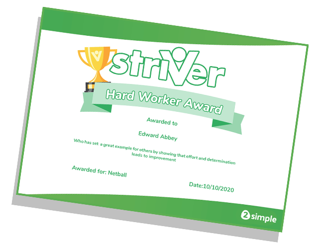A personal best PE award from Striver by 2Simple Ltdq