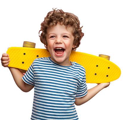 A child with a skateboard representing happiness by 2Simple Ltd
